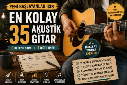 En Kolay Akustik Gitar Şarkıları: Yeni Başlayanlar İçin 35 Harika Parça En Kolay Akustik Gitar Şarkıları: Yeni Başlayanlar İçin 35 Harika Parça (2026 Rehberi)