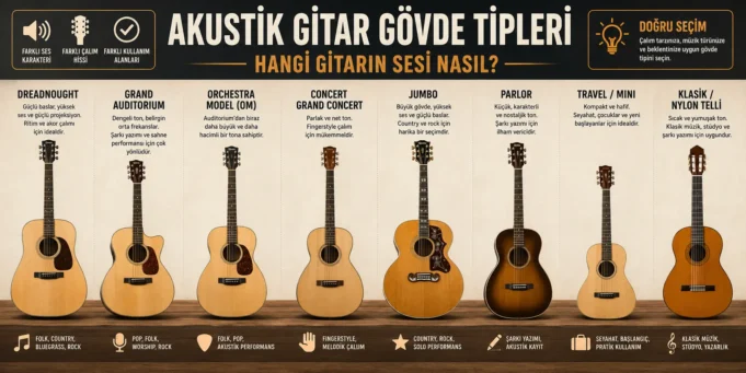Akustik Gitar Gövde Tiplerini Dinleyerek Öğren: Hangi Gitarın Sesi Nasıl? Akustik Gitar Gövde Tiplerini Dinleyerek Öğren: Hangi Gitarın Sesi Nasıl?